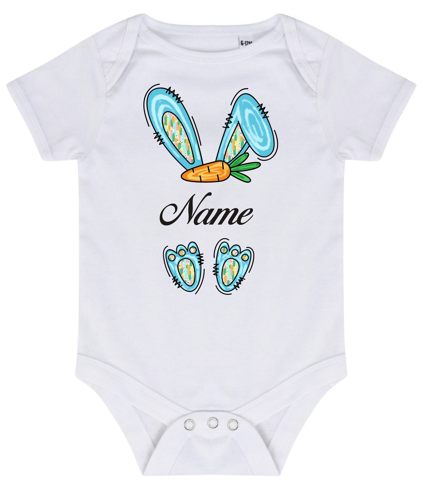 Easter bunny custom name blue - baby suit