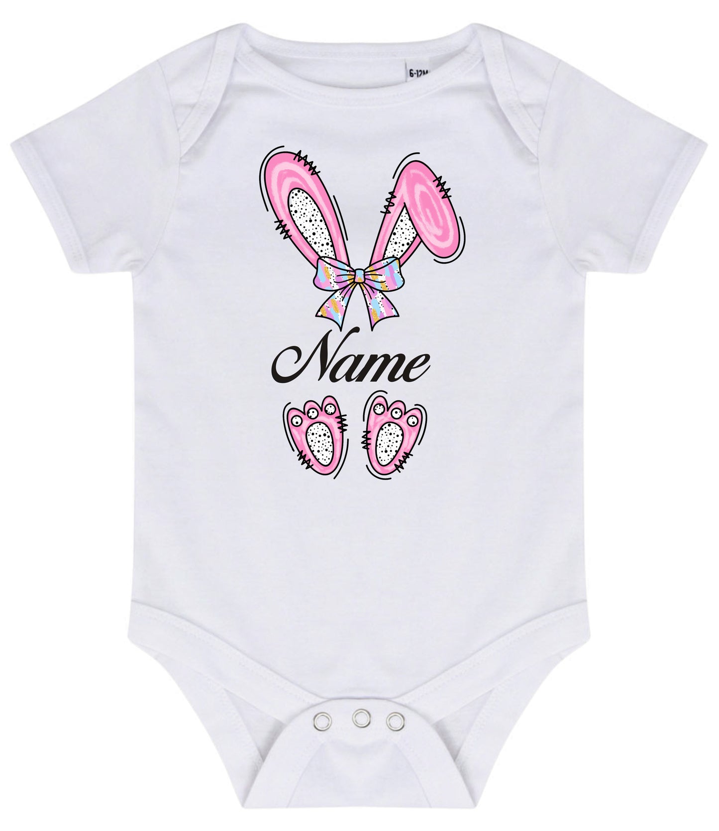 Easter bunny custom name pink - baby suit